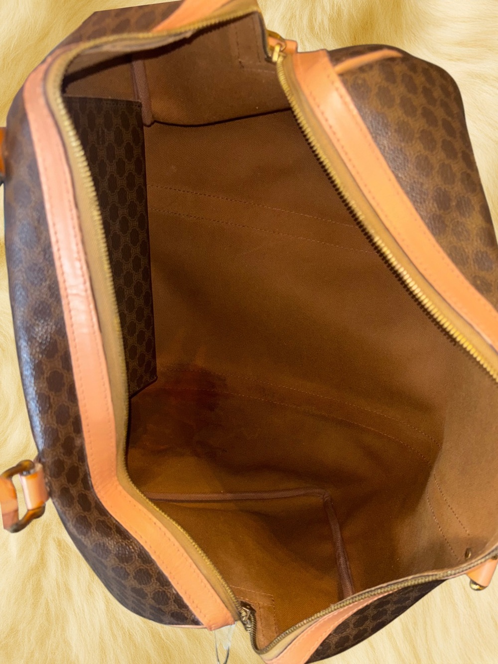 Celine Brown Monogram Travel Duffle with Tan Leather Trim - Picture 12 of 16